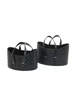Coupon 🔥 Modern Leather Storage Basket - Set of 2 by Monroe Lane ⌛ -Monroe Lane Sales Belk 30065