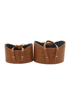 Coupon 🔥 Modern Leather Storage Basket - Set of 2 by Monroe Lane ⌛ -Monroe Lane Sales Belk 30067