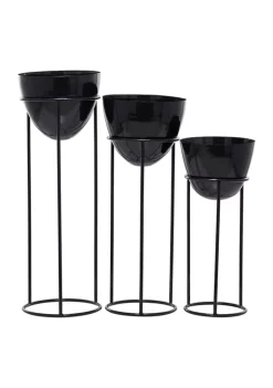 Promo 🎉 Contemporary Metal Planter - Set of 3 by Monroe Lane 🎁 -Monroe Lane Sales Belk 30240