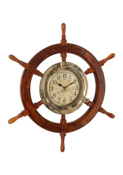 Budget 😉 Nautical Wood Wall Clock by Monroe Lane 🧨 -Monroe Lane Sales Belk 30245