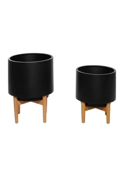 Flash Sale 🧨 Contemporary Metal Planter - Set of 2 by Monroe Lane ⌛ -Monroe Lane Sales Belk 30290