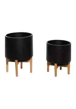 Flash Sale 🧨 Contemporary Metal Planter - Set of 2 by Monroe Lane ⌛ -Monroe Lane Sales Belk 30291