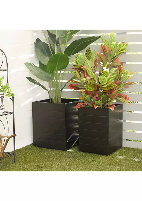 Outlet 👍 Modern Metal Planter - Set of 2 by Monroe Lane 🔔 2 Outlet 👍 Modern Metal Planter - Set of 2 by Monroe Lane 🔔 - Image 2