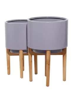 Hot Sale 🥰 Contemporary Metal Planter - Set of 2 by Monroe Lane 🧨 -Monroe Lane Sales Belk 30368