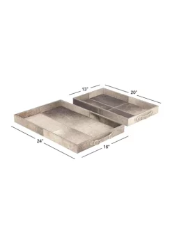 Wholesale 🔥 Traditional Wood Tray - Set of 2 by Monroe Lane 👍 -Monroe Lane Sales Belk 30393