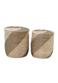 Promo ⌛ Contemporary Seagrass Storage Basket - Set of 2 by Monroe Lane ⌛