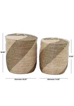 Promo ⌛ Contemporary Seagrass Storage Basket - Set of 2 by Monroe Lane ⌛ -Monroe Lane Sales Belk 30407