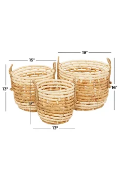 Best Sale 😉 Contemporary Seagrass Storage Basket - Set of 3 by Monroe Lane 😀 -Monroe Lane Sales Belk 30647