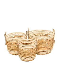 Best Sale 😉 Contemporary Seagrass Storage Basket - Set of 3 by Monroe Lane 😀 -Monroe Lane Sales Belk 30649
