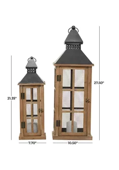 Best Sale 🥰 Traditional Wood Candle Lantern - Set of 2 by Monroe Lane 👏 -Monroe Lane Sales Belk 30699