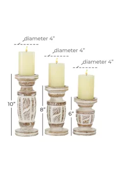 Discount 👍 Country Cottage Wood Candle Holder - Set of 3 by Monroe Lane 🧨 -Monroe Lane Sales Belk 3075