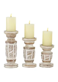 Discount 👍 Country Cottage Wood Candle Holder - Set of 3 by Monroe Lane 🧨 -Monroe Lane Sales Belk 3076