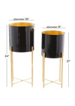 Promo ❤️ Contemporary Metal Planter - Set of 2 by Monroe Lane 👍 -Monroe Lane Sales Belk 30803