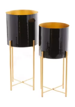 Promo ❤️ Contemporary Metal Planter - Set of 2 by Monroe Lane 👍 -Monroe Lane Sales Belk 30805