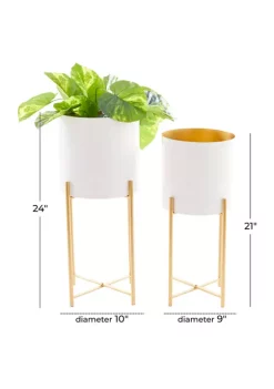New 👏 Contemporary Metal Planter - Set of 2 by Monroe Lane 🥰 -Monroe Lane Sales Belk 30809