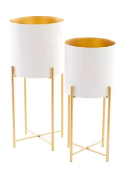 New 👏 Contemporary Metal Planter - Set of 2 by Monroe Lane 🥰 -Monroe Lane Sales Belk 30811