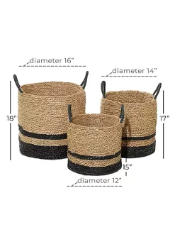 Budget 🌟 Modern Seagrass Storage Basket - Set of 3 by Monroe Lane ✨ -Monroe Lane Sales Belk 30902
