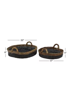 Wholesale 😀 Eclectic Banana Leaf Tray - Set of 2 by Monroe Lane 😉 -Monroe Lane Sales Belk 31067