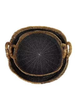 Wholesale 😀 Eclectic Banana Leaf Tray - Set of 2 by Monroe Lane 😉 -Monroe Lane Sales Belk 31068