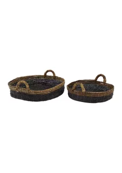Wholesale 😀 Eclectic Banana Leaf Tray - Set of 2 by Monroe Lane 😉 -Monroe Lane Sales Belk 31069