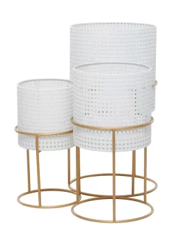 Budget 🎉 Contemporary Metal Planter - Set of 3 by Monroe Lane 💯 -Monroe Lane Sales Belk 31218