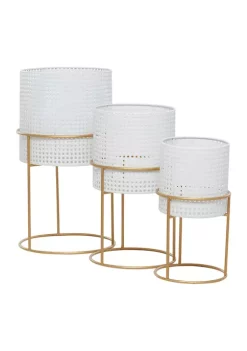 Budget 🎉 Contemporary Metal Planter - Set of 3 by Monroe Lane 💯 -Monroe Lane Sales Belk 31219