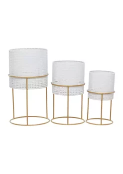 Budget 🎉 Contemporary Metal Planter - Set of 3 by Monroe Lane 💯 -Monroe Lane Sales Belk 31220