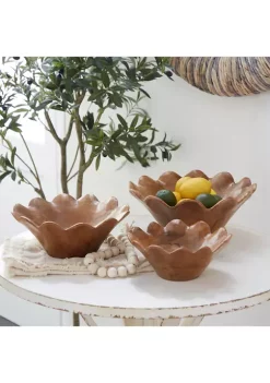 Best Pirce 👏 Bohemian Teak Wood Decorative Bowl - Set of 3 by Monroe Lane 😉 -Monroe Lane Sales Belk 31232