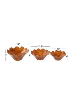 Best Pirce 👏 Bohemian Teak Wood Decorative Bowl - Set of 3 by Monroe Lane 😉 -Monroe Lane Sales Belk 31233