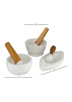 Wholesale 🛒 Farmhouse Marble Mortar And Pestel - Set of 3 by Monroe Lane 😀 -Monroe Lane Sales Belk 31269
