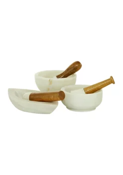 Wholesale 🛒 Farmhouse Marble Mortar And Pestel - Set of 3 by Monroe Lane 😀 -Monroe Lane Sales Belk 31270