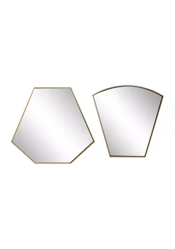Best Pirce 👏 Set of 2 18 in x 19 in Geometric Gold Metal Framed Wall Mirrors by Monroe Lane 💯