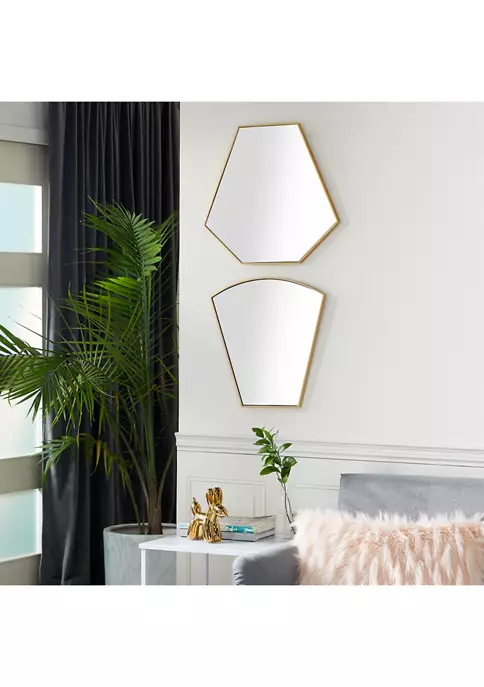 Best Pirce ๐ Set of 2 18 in x 19 in Geometric Gold Metal Framed Wall Mirrors by Monroe Lane ๐ฏ 2 Best Pirce ๐ Set of 2 18 in x 19 in Geometric Gold Metal Framed Wall Mirrors by Monroe Lane ๐ฏ - Image 2