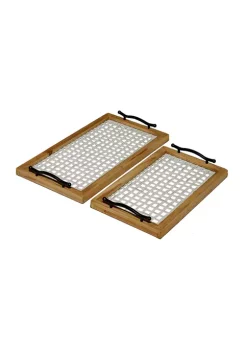 Discount 😉 Farmhouse Wood Tray - Set of 2 by Monroe Lane 🧨 -Monroe Lane Sales Belk 31292