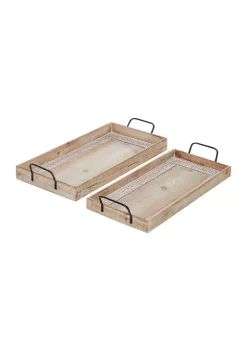 Promo ✔️ Bohemian Wood Tray - Set of 2 by Monroe Lane 🌟