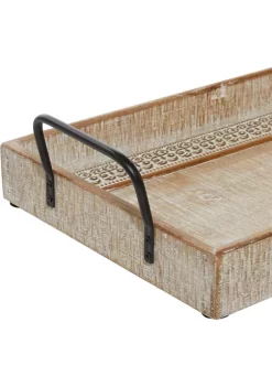 Promo ✔️ Bohemian Wood Tray - Set of 2 by Monroe Lane 🌟 -Monroe Lane Sales Belk 31302