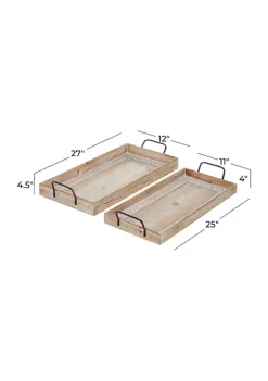 Promo ✔️ Bohemian Wood Tray - Set of 2 by Monroe Lane 🌟 -Monroe Lane Sales Belk 31303
