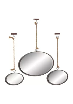 Best Sale 🛒 Industrial Metal Wall Mirror - Set of 3 by Monroe Lane 😉