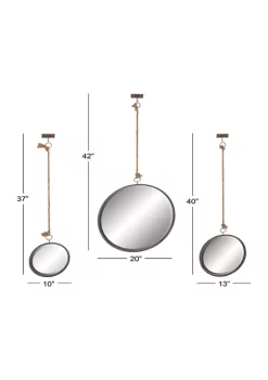 Best Sale 🛒 Industrial Metal Wall Mirror - Set of 3 by Monroe Lane 😉 -Monroe Lane Sales Belk 31349