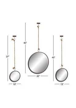 Best Sale 🛒 Industrial Metal Wall Mirror - Set of 3 by Monroe Lane 😉 -Monroe Lane Sales Belk 31350