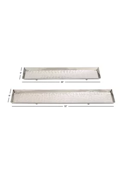 Cheap ⭐ Contemporary Stainless Steel Tray - Set of 2 by Monroe Lane 🥰 -Monroe Lane Sales Belk 31407
