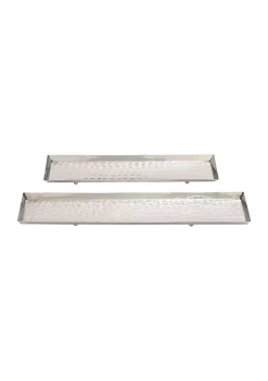 Cheap ⭐ Contemporary Stainless Steel Tray - Set of 2 by Monroe Lane 🥰 -Monroe Lane Sales Belk 31409