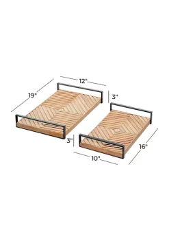 Top 10 ✔️ Farmhouse Wood Tray - Set of 2 by Monroe Lane ⌛ -Monroe Lane Sales Belk 31541