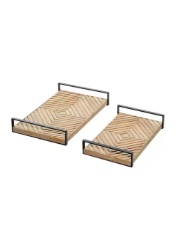 Top 10 ✔️ Farmhouse Wood Tray - Set of 2 by Monroe Lane ⌛ -Monroe Lane Sales Belk 31542