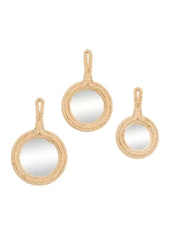 Best reviews of 😍 Coastal Jute Wall Mirror - Set of 3 by Monroe Lane ❤️ -Monroe Lane Sales Belk 31815