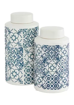 Coupon 🎁 Country Cottage Ceramic Decorative Jars - Set of 2 by Monroe Lane 🧨 -Monroe Lane Sales Belk 32049
