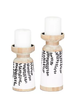 Promo 🌟 Modern Wood Candle Holder - Set of 2 by Monroe Lane 🧨