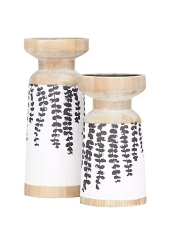 Promo 🌟 Modern Wood Candle Holder - Set of 2 by Monroe Lane 🧨 -Monroe Lane Sales Belk 32334