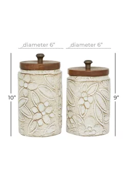 Cheapest 👏 Farmhouse Ceramic Decorative Jars - Set of 2 by Monroe Lane 👏 -Monroe Lane Sales Belk 3238
