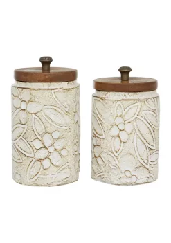 Cheapest 👏 Farmhouse Ceramic Decorative Jars - Set of 2 by Monroe Lane 👏 -Monroe Lane Sales Belk 3240